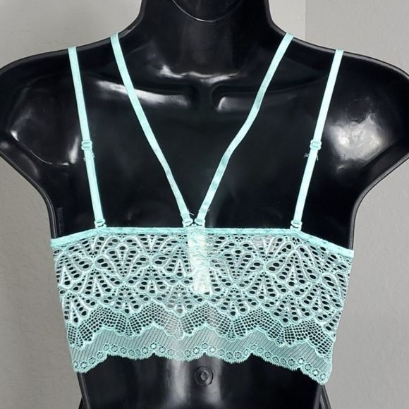 Delicate Mint Green Longline Lace "Choker" Bralette Size M/L - Picture 2 of 5